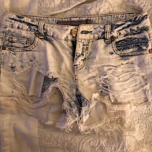 Ripped jean shorts